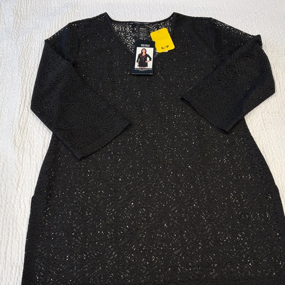 Mario Serrani Black Lace Beach Cover-Up